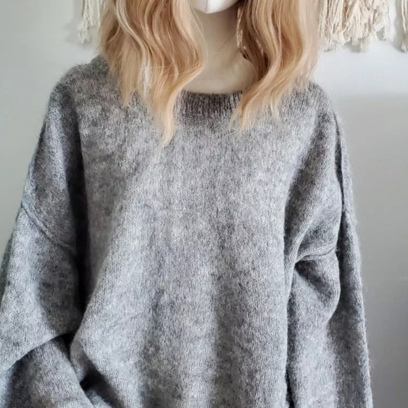 Free People Women's Angelic Pullover Gray Oversized Alpaca 87% Small - Picture 2 of 8